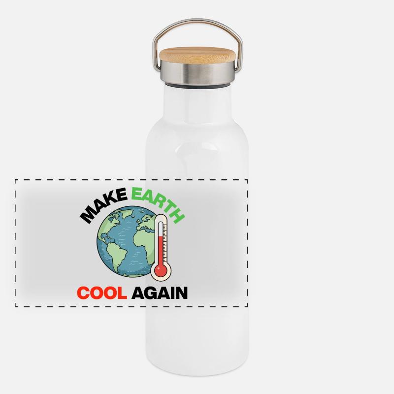 Make Earth Cool Again – Act Now Panoramic Thermal Bottle with Bamboo Lid