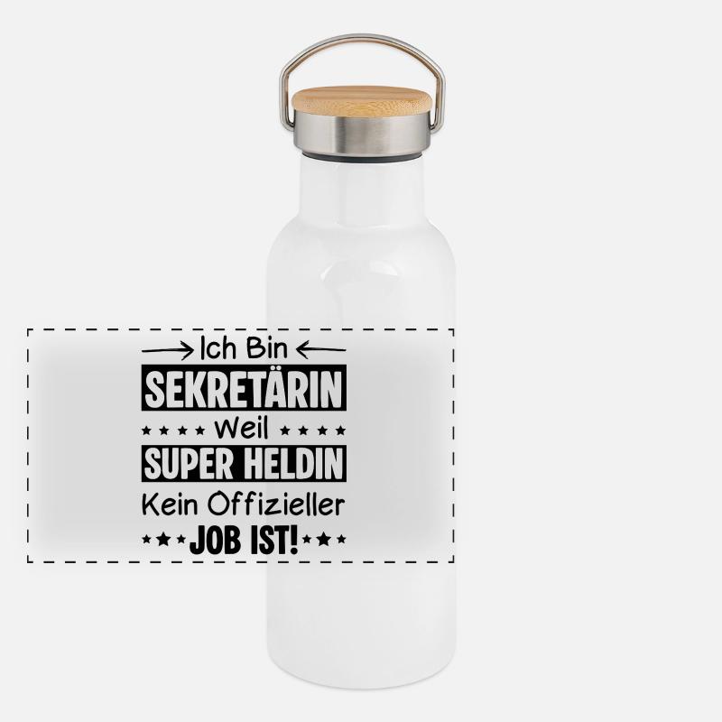 Ich Bin Sekretaerin Weil Super Heldin, Beruf Zitat Panorama Thermosflasche mit Bambusdeckel