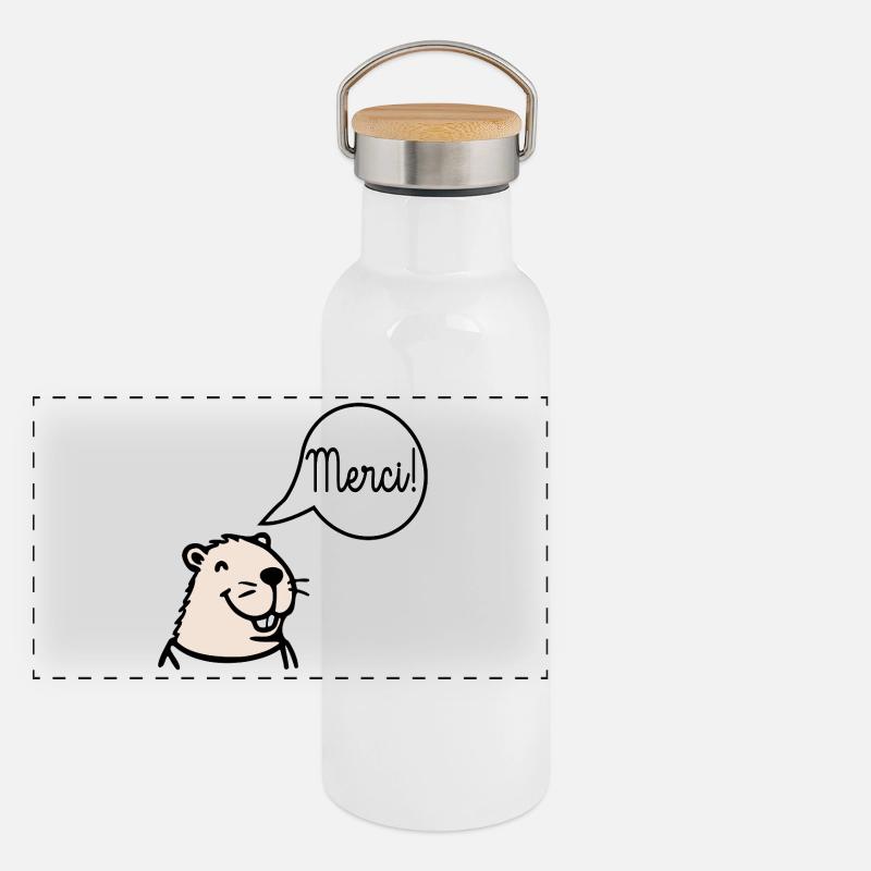Danke, Capybara. Panorama Thermosflasche mit Bambusdeckel