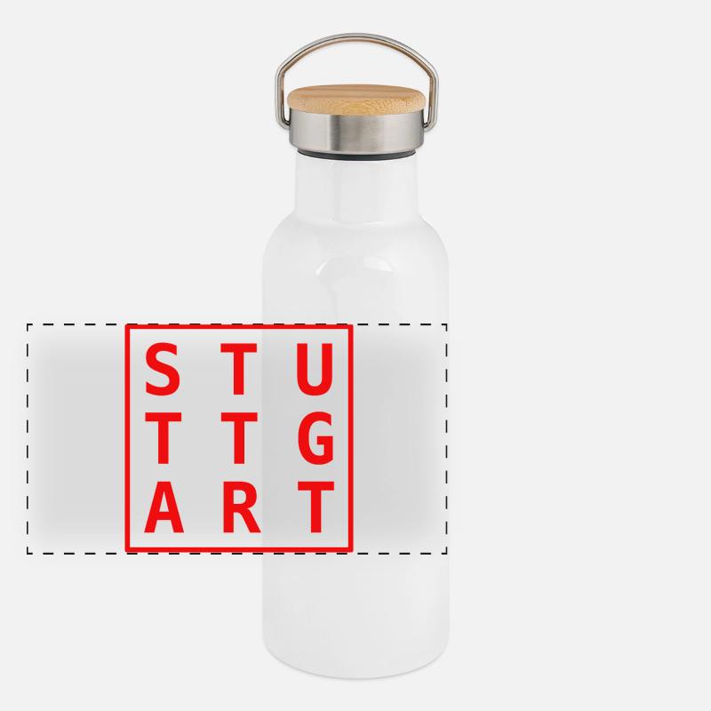 Stuttgart Tasche Souvenir Geschenk Panorama Thermosflasche mit Bambusdeckel