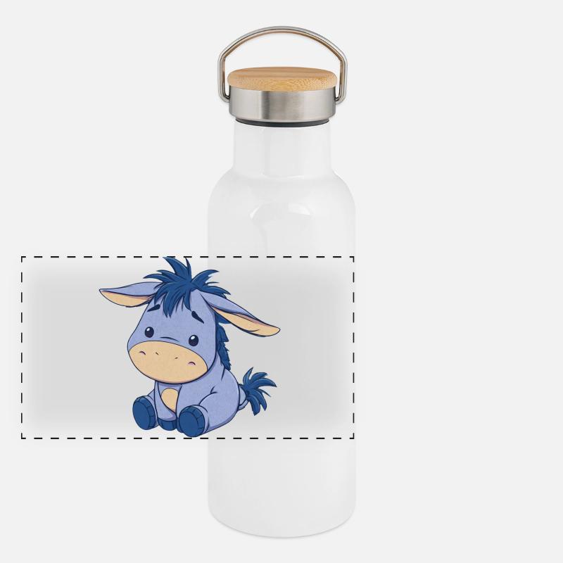 Blue cute Plush Donkey Panoramic Thermal Bottle with Bamboo Lid