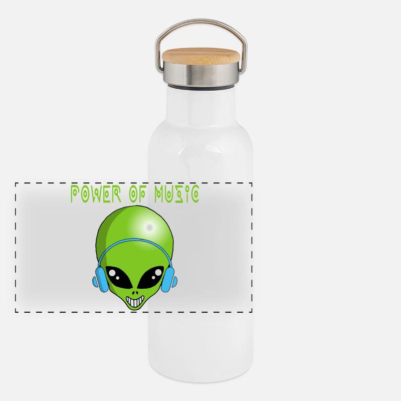 Interstellare Musik Panorama Thermosflasche mit Bambusdeckel