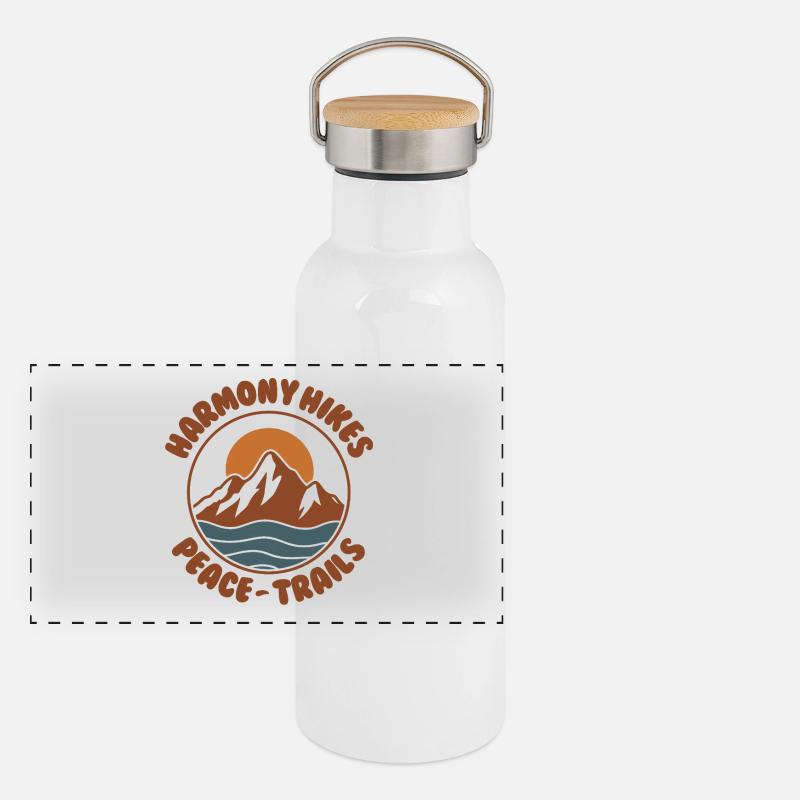 Randonnée harmonieuse Mountain Design Rétro Gourde isotherme avec bouchon en bambou