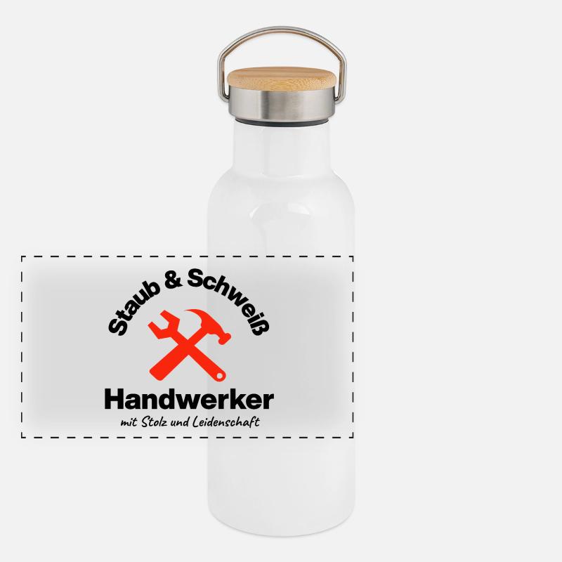 Staub & Schweiß, echter Handwerker, Leidenschaft Panorama Thermosflasche mit Bambusdeckel