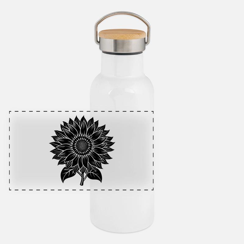 Sonnenblume Panorama Thermosflasche mit Bambusdeckel