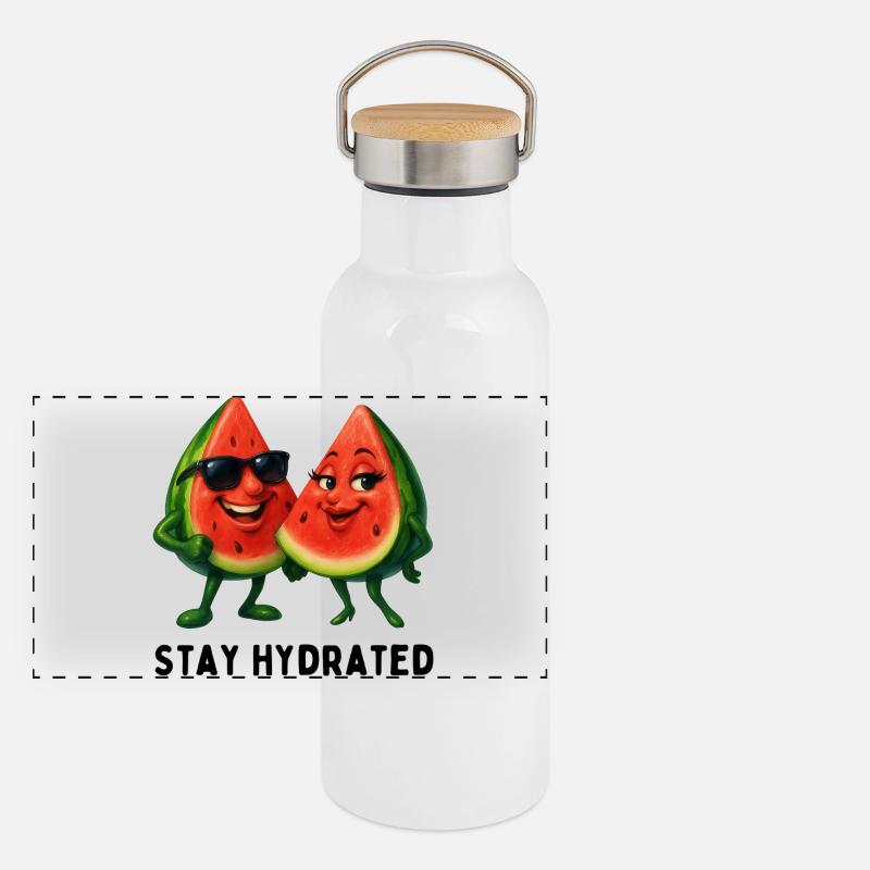 Duo pastèque au soleil Gourde isotherme avec bouchon en bambou