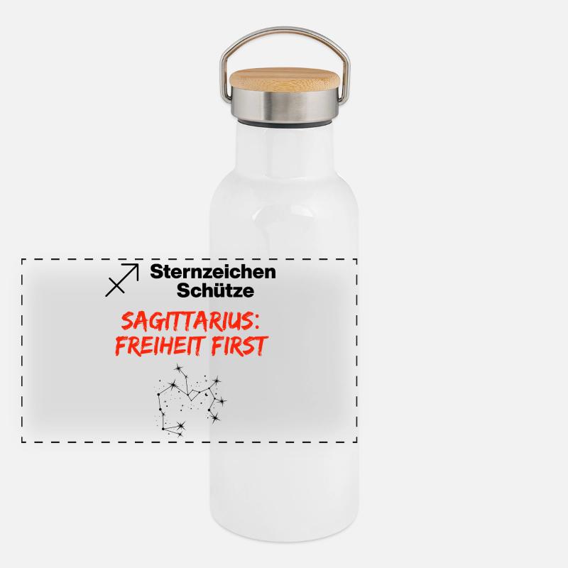 Signe du zodiaque Sagittaire – Liberté d’abord Gourde isotherme avec bouchon en bambou