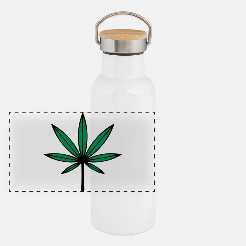 Cannabis / Marijuana / Feuille de chanvre (2C) Gourde isotherme avec bouchon en bambou