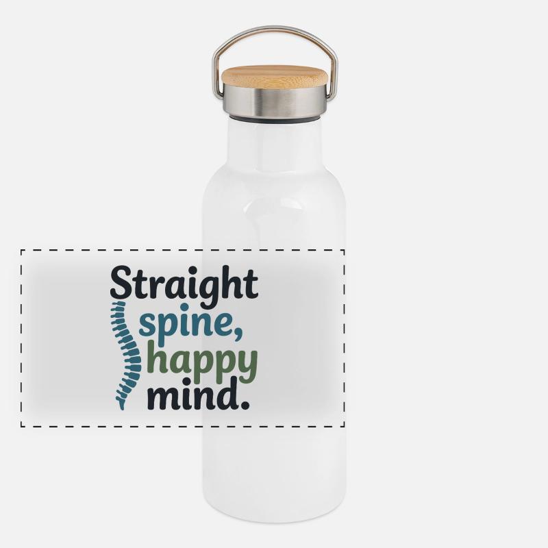 Chiropractor Straight Spine Happy Mind Profession Panoramic Thermal Bottle with Bamboo Lid