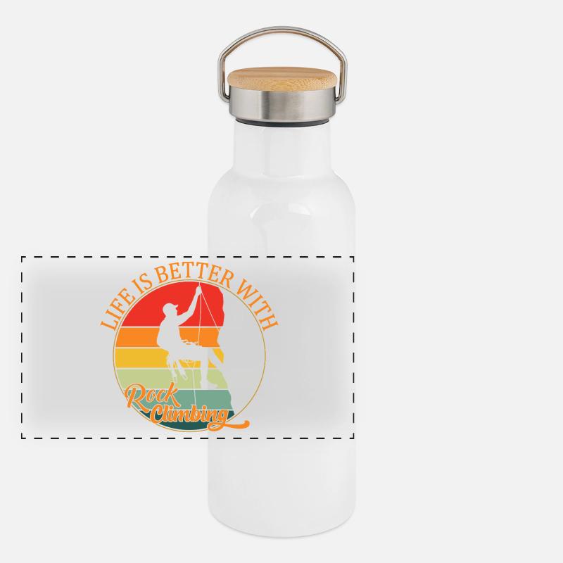 Life is Better with Rock Climbing Panoramic Thermal Bottle with Bamboo Lid