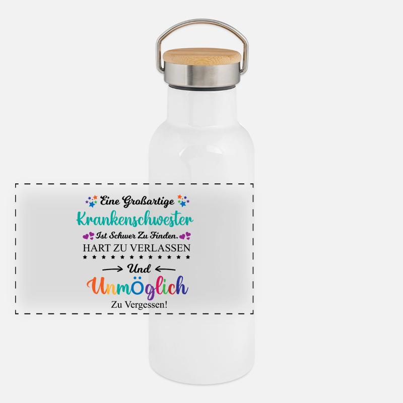 Krankenschwester Beruf Spruch Abschied Geschenk Panorama Thermosflasche mit Bambusdeckel
