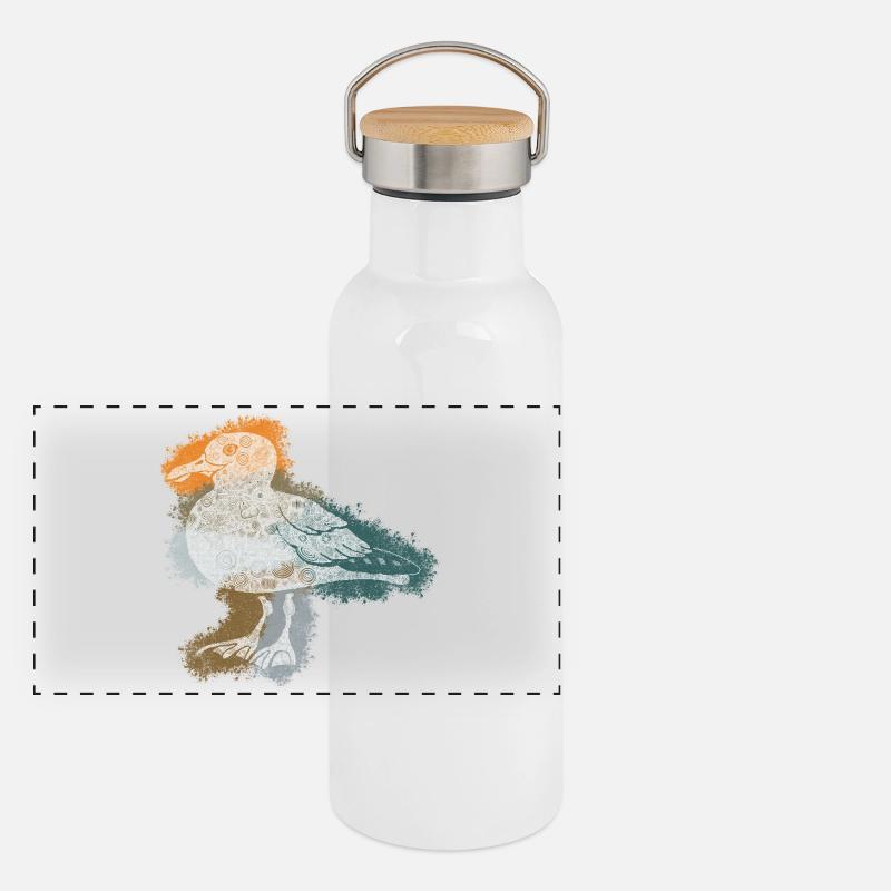 Zentangle Gull Panoramic Thermal Bottle with Bamboo Lid