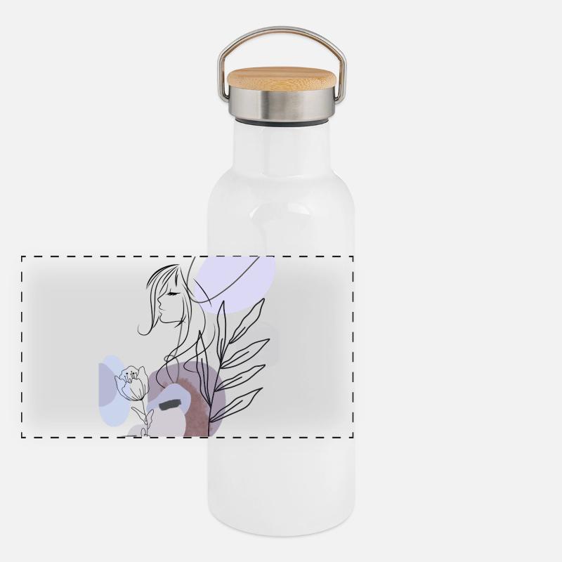 Abstract silhouette with pastel shapes Panoramic Thermal Bottle with Bamboo Lid