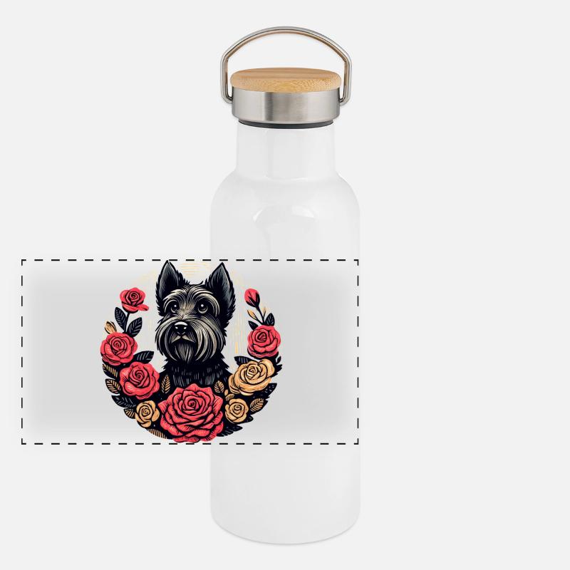 Terrier-Rosenkreis Panorama Thermosflasche mit Bambusdeckel