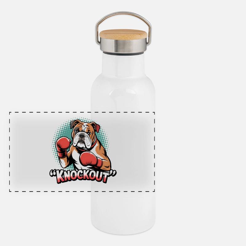 Knockout Boxer-Hund | Für echte Kämpfer! Panorama Thermosflasche mit Bambusdeckel