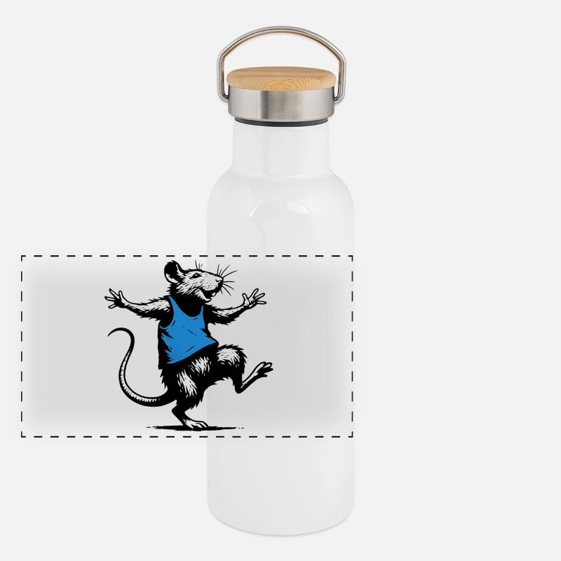 Dancing Rat Blue Panoramic Thermal Bottle with Bamboo Lid