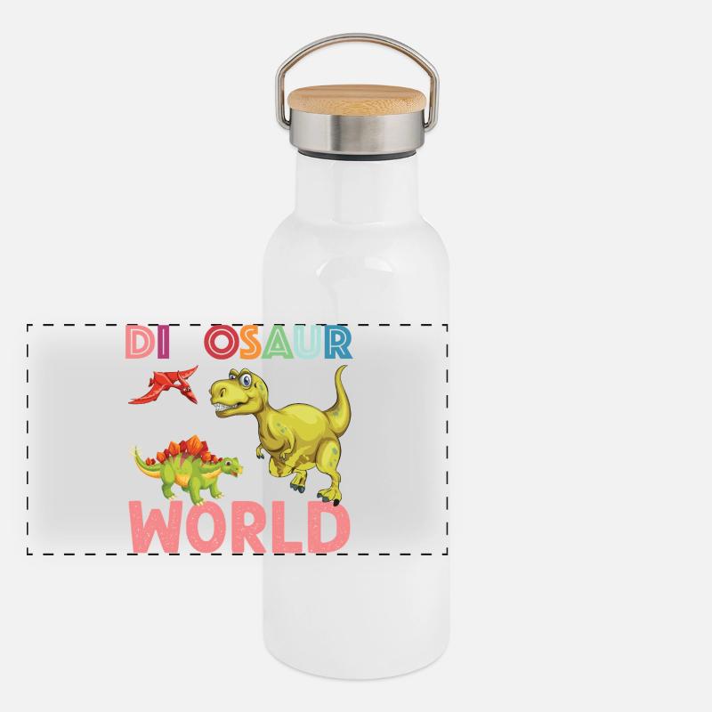 Dinosaur World sympa Gourde isotherme avec bouchon en bambou