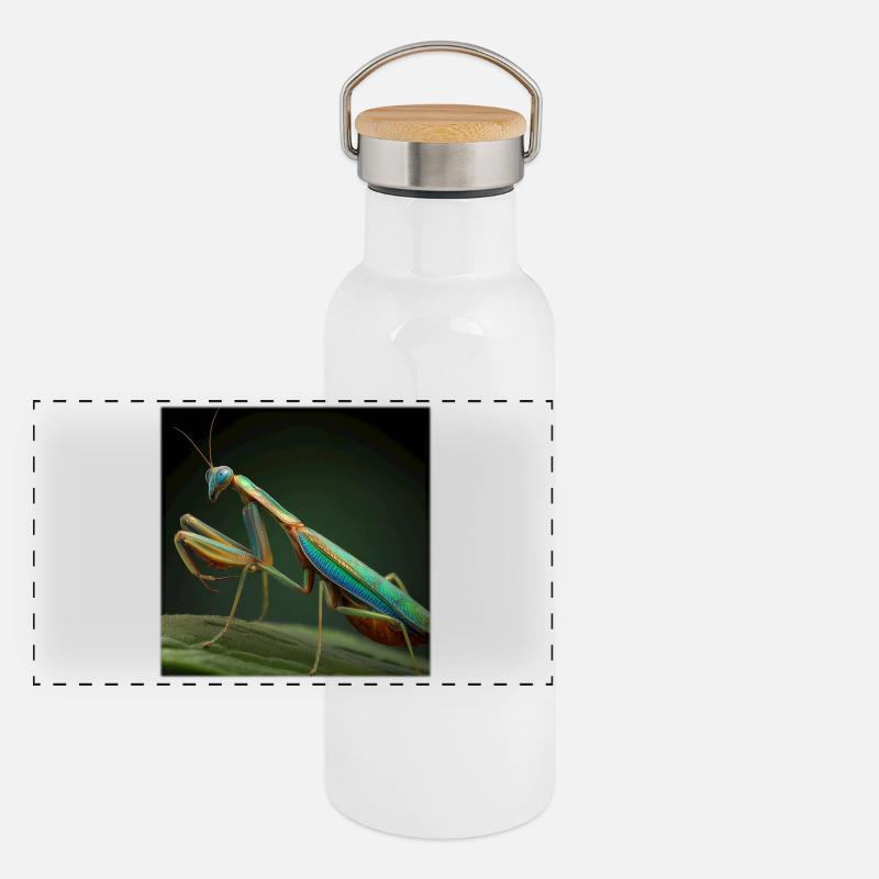 Iridescent Mantis in Macro Style Panoramic Thermal Bottle with Bamboo Lid