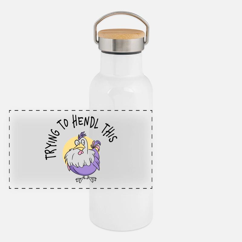 Porte-bonheur Velcro de poulet violet Gourde isotherme avec bouchon en bambou
