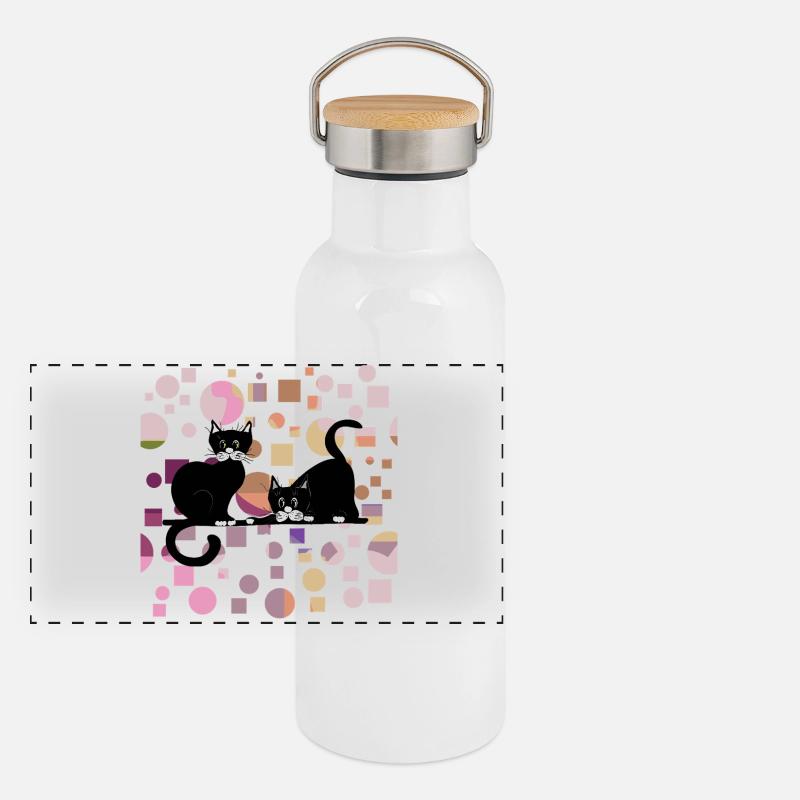 Chats Gourde isotherme avec bouchon en bambou