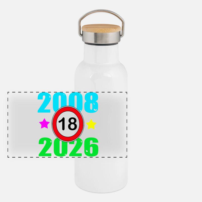 18. Geburtstag 2026 Panorama Thermosflasche mit Bambusdeckel