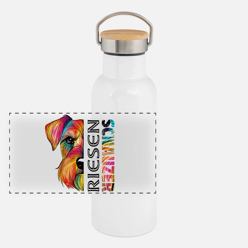 Schnauzer Panorama Thermosflasche mit Bambusdeckel