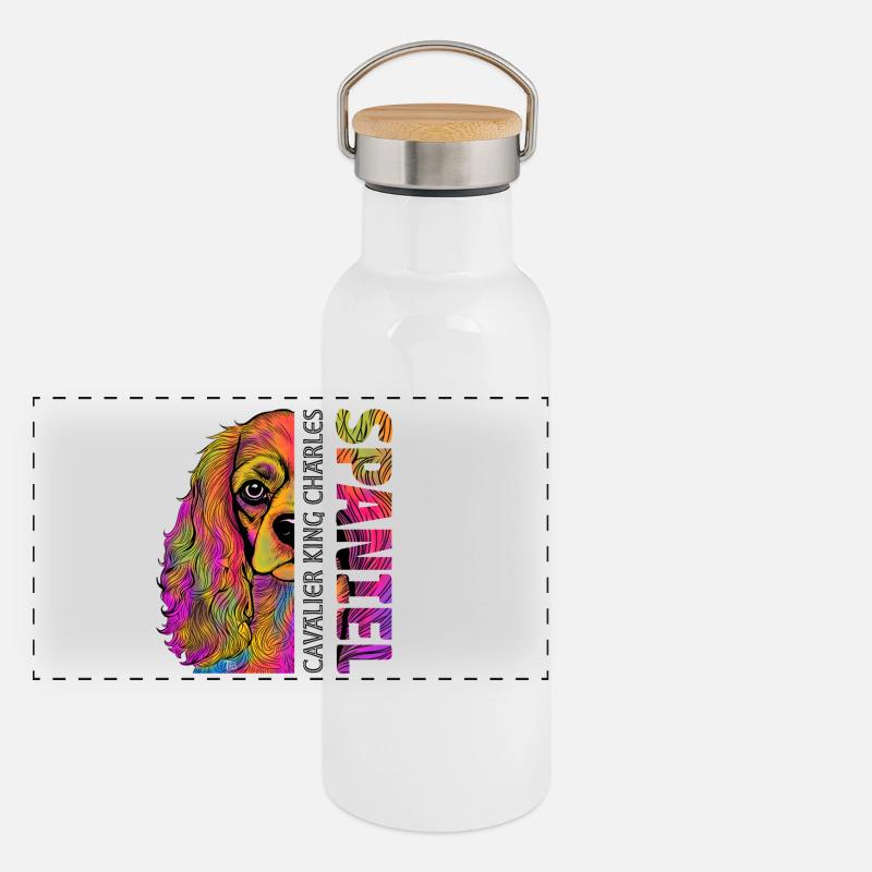 Cavalier King Charles Spaniel Panorama Thermosflasche mit Bambusdeckel