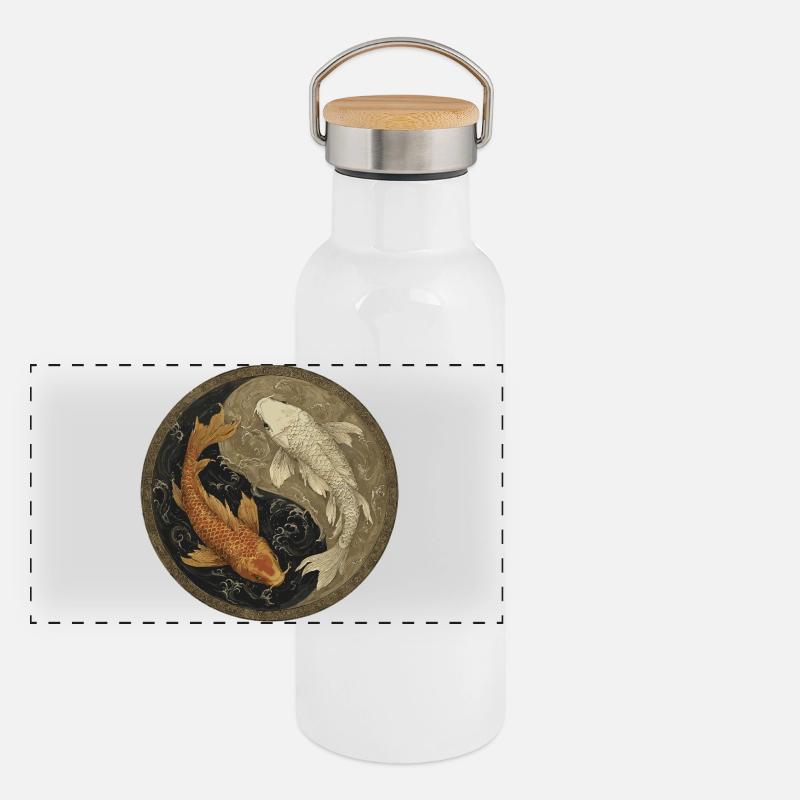 Koi Yin-Yang Locket Panoramic Thermal Bottle with Bamboo Lid