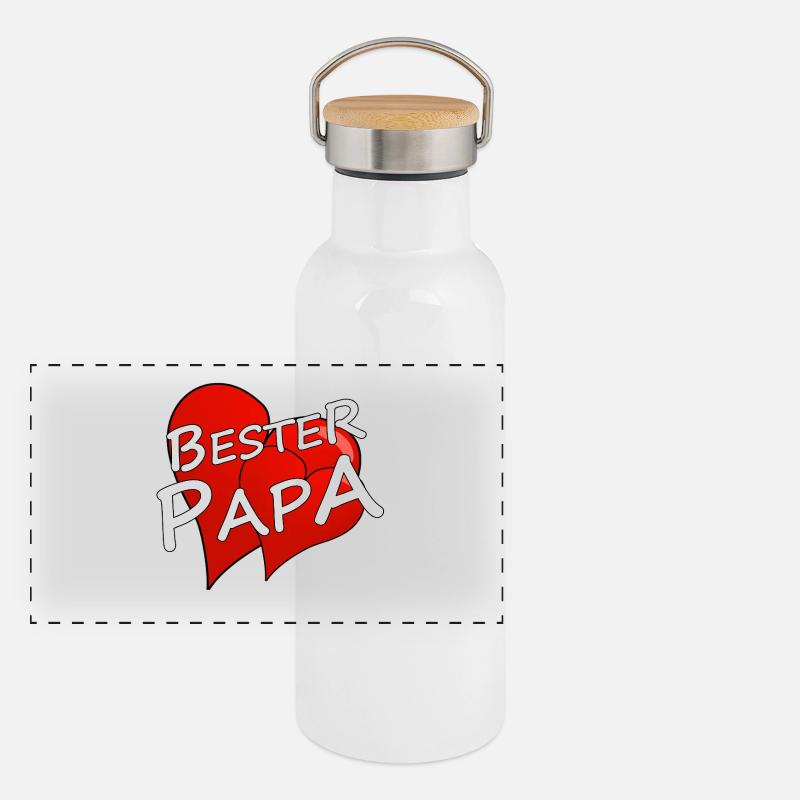 BESTER PAPA Panorama Thermosflasche mit Bambusdeckel