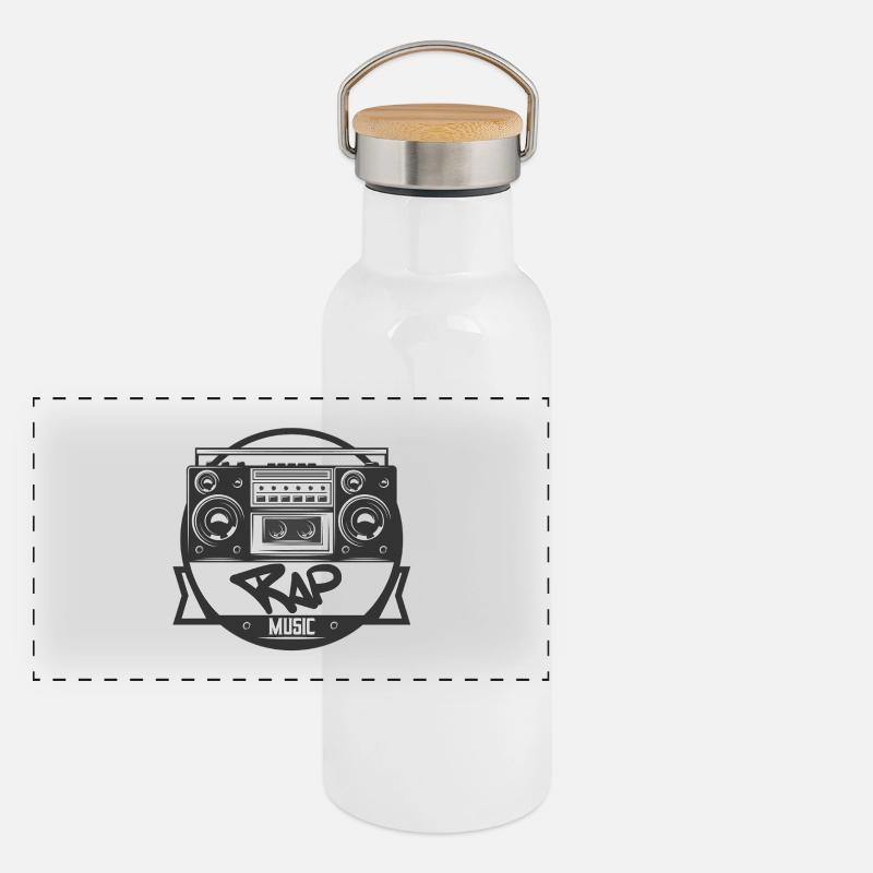 Jukebox Rap Logo Ghetto Blaster Panoramic Thermal Bottle with Bamboo Lid