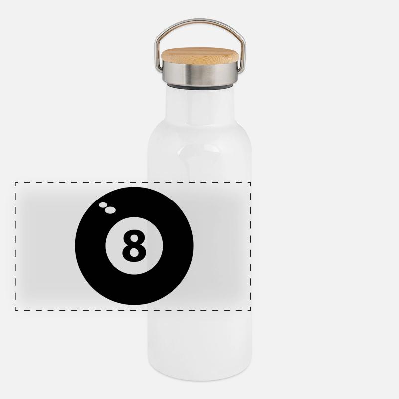 8 billiards noirs Gourde isotherme avec bouchon en bambou