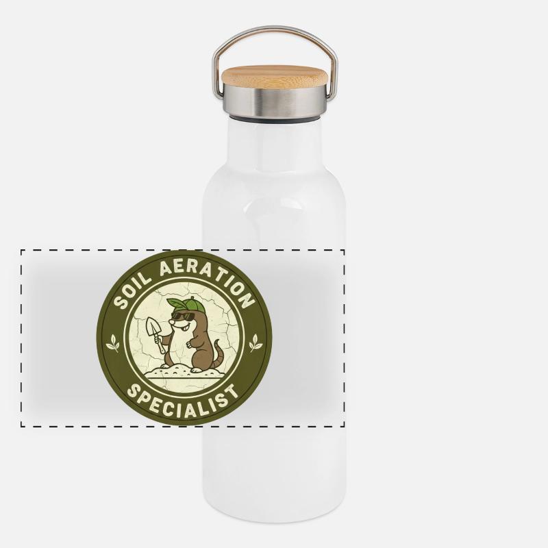 Maulwurf Bodenverbesserer Gartenbau Selbstversorge Panorama Thermosflasche mit Bambusdeckel