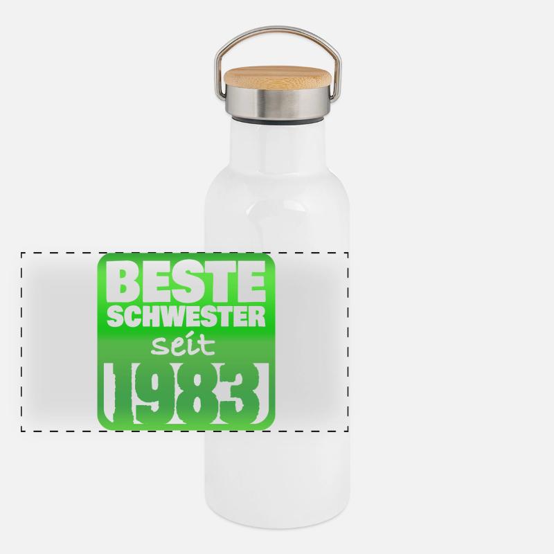 Schwester 1983 Panorama Thermosflasche mit Bambusdeckel