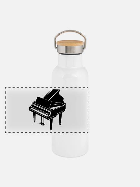 Plan - Gourde isotherme avec bouchon en bambou - blanc - Devant