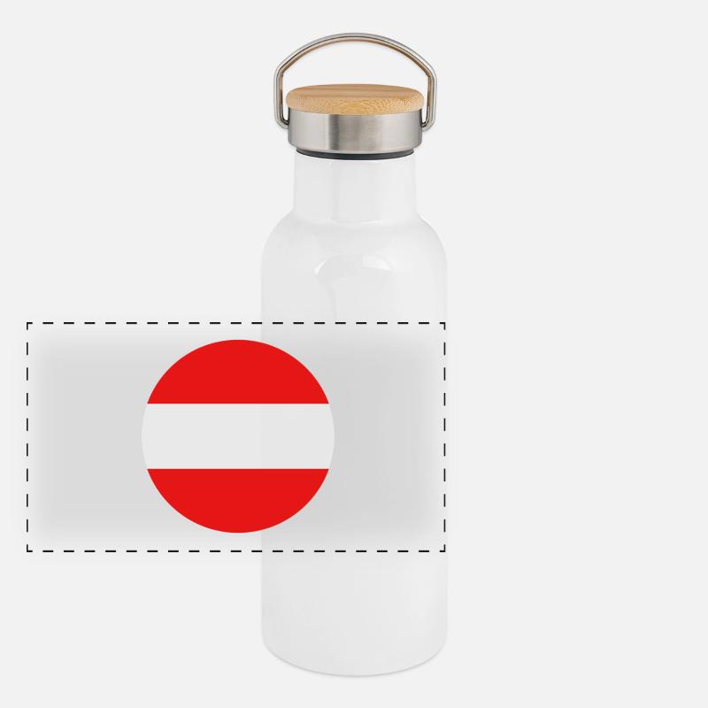 Austria round flag Panoramic Thermal Bottle with Bamboo Lid