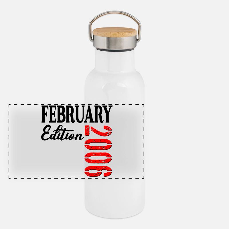 21. Geburtstag – Februar 2006 Panorama Thermosflasche mit Bambusdeckel