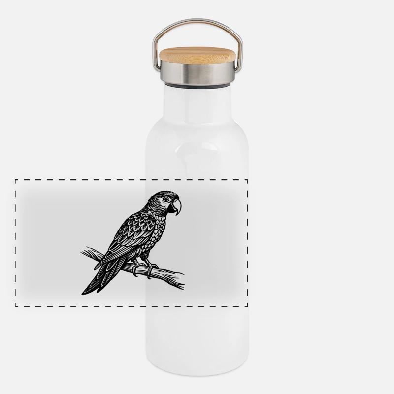 Papagei Panorama Thermosflasche mit Bambusdeckel