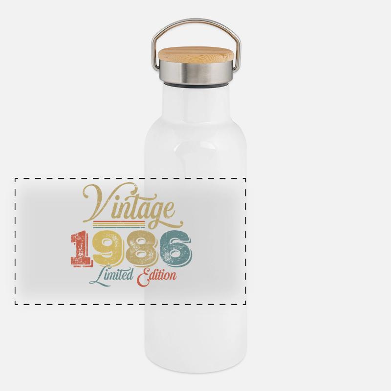 Millésime 1986 Gourde isotherme avec bouchon en bambou