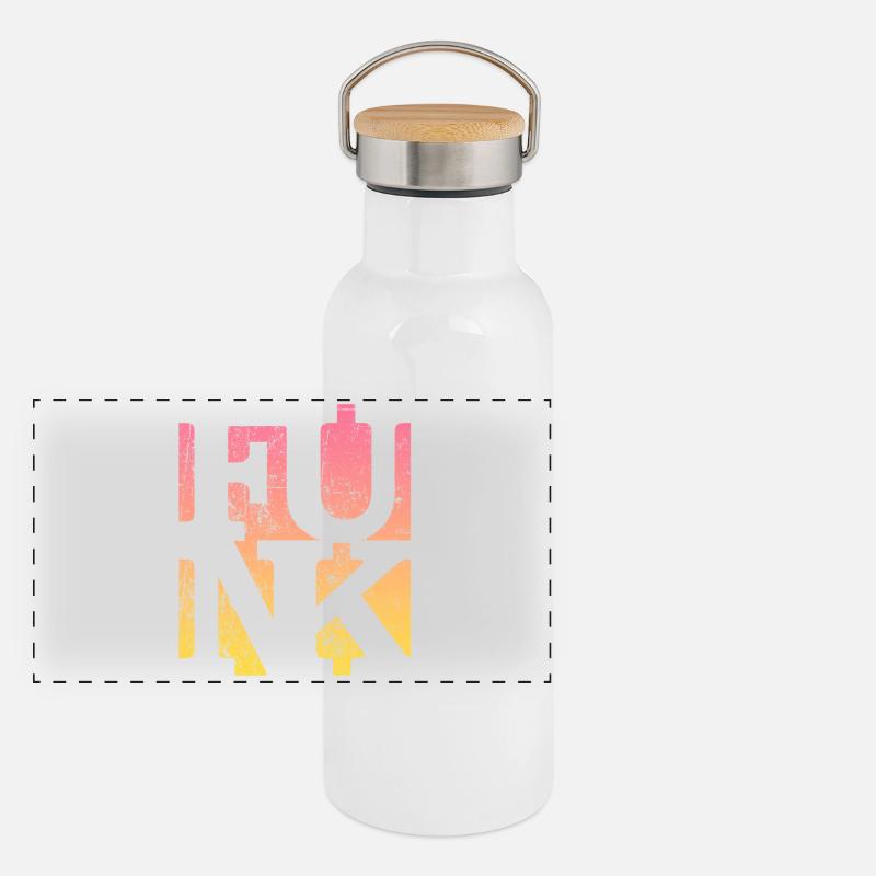 Funk Retro Musik Panorama Thermosflasche mit Bambusdeckel