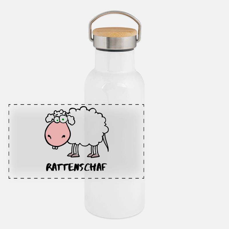 Rattenschaf Panorama Thermosflasche mit Bambusdeckel