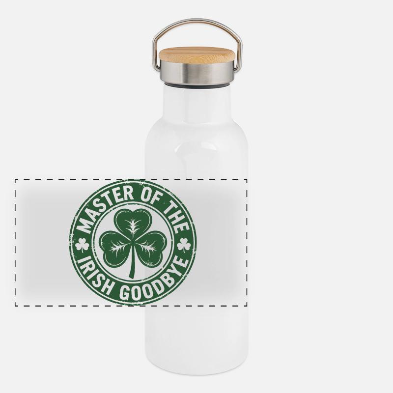 Maître du timbre vert Irish Goodbye Shamrock Gourde isotherme avec bouchon en bambou