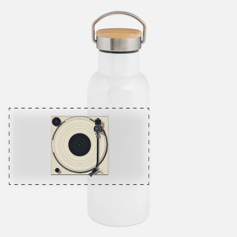 Minimalist Turntable Beige Panoramic Thermal Bottle with Bamboo Lid