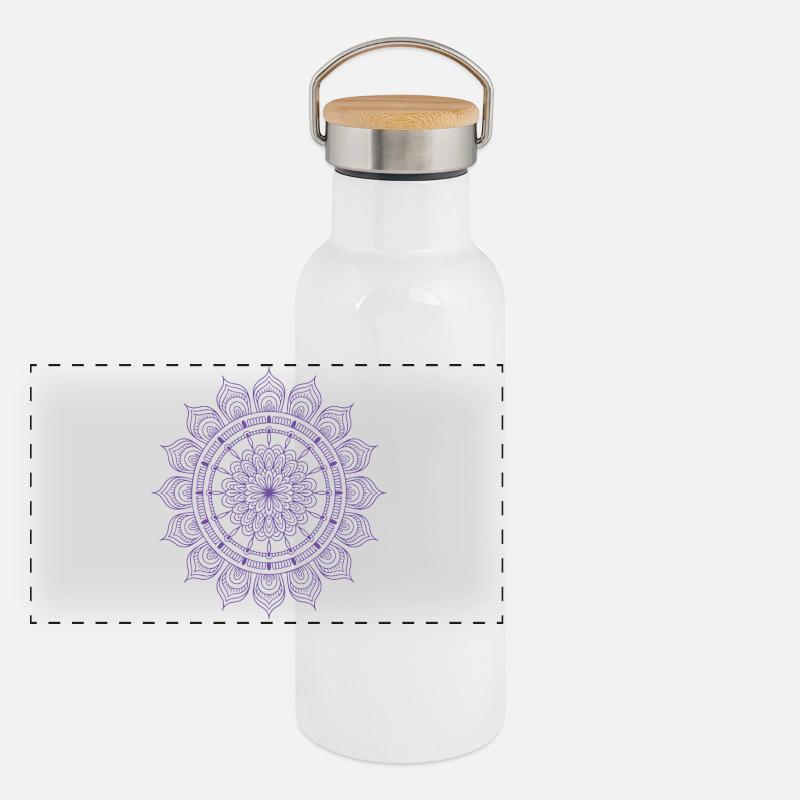 Mandala Panorama Thermosflasche mit Bambusdeckel