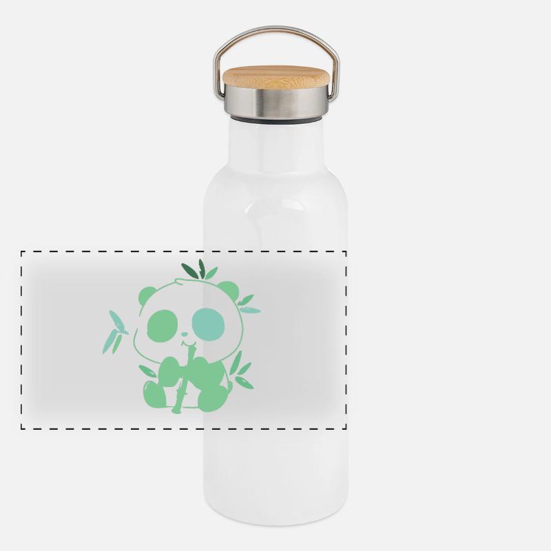 Panda avec bambou – illustration délicate Gourde isotherme avec bouchon en bambou