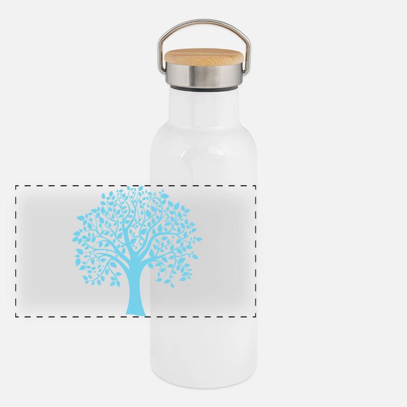 Icon Blue Jumbo Tree Print Silhouette Panoramic Thermal Bottle with Bamboo Lid