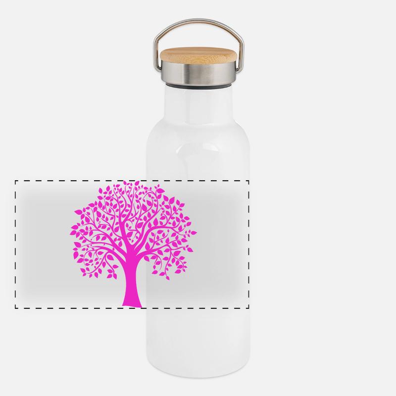 Rosa Jumbo-Baum-Muster-Silhouette Panorama Thermosflasche mit Bambusdeckel