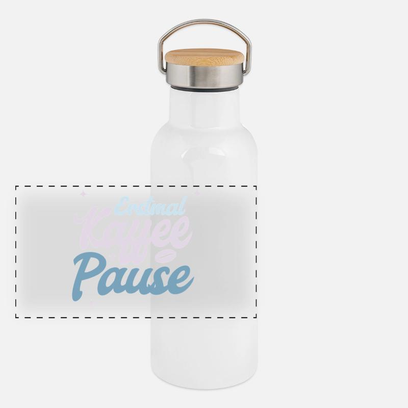 Erstmal Kaffee Pause Panorama Thermosflasche mit Bambusdeckel