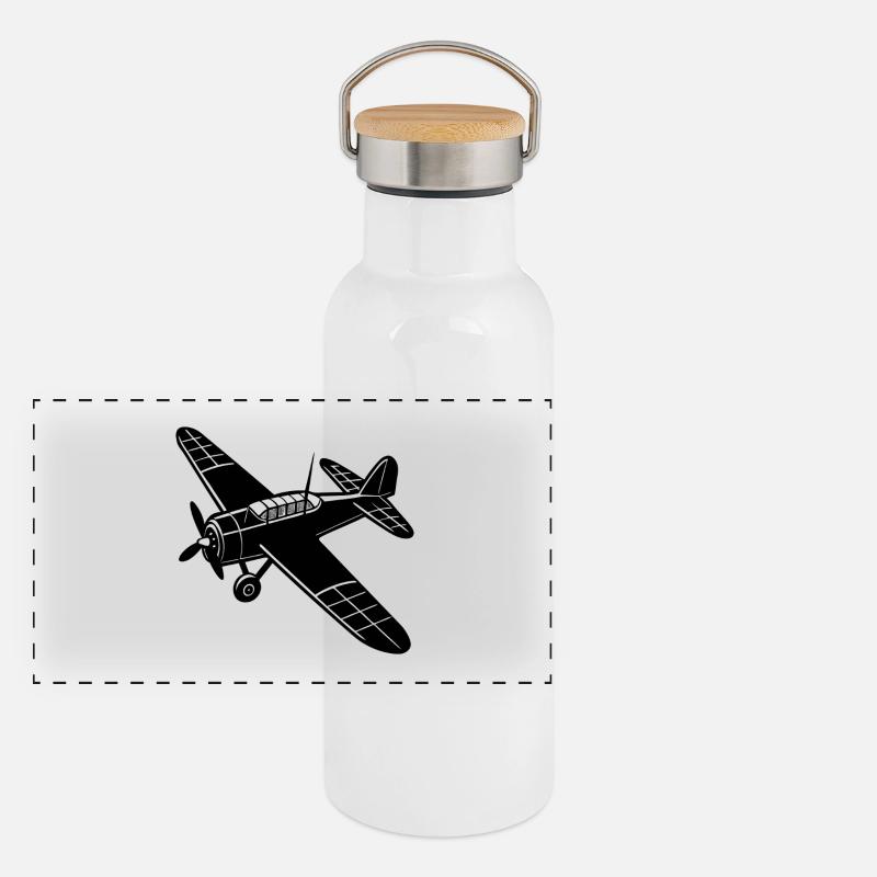 Old airplane Panoramic Thermal Bottle with Bamboo Lid