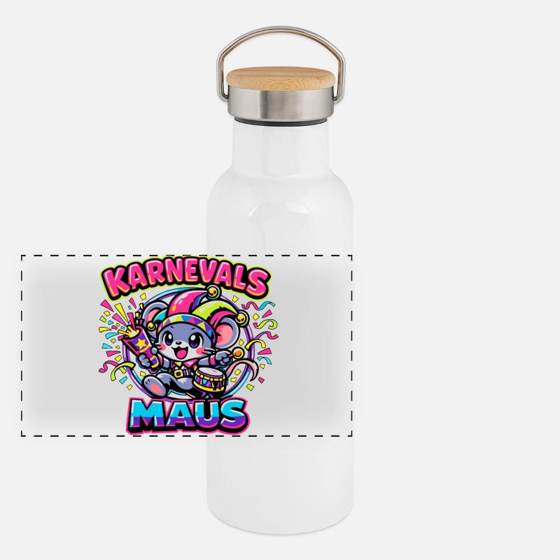 Karnevalsmaus Karneval Kostüm Panorama Thermosflasche mit Bambusdeckel