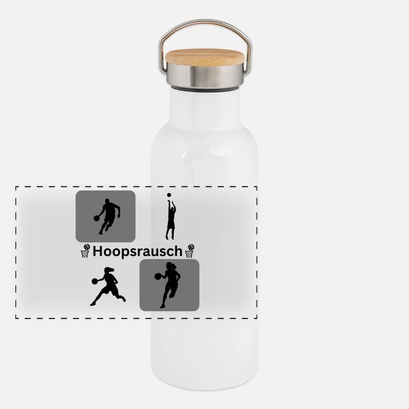 Basketball Silhouetten Dynamik Panorama Thermosflasche mit Bambusdeckel
